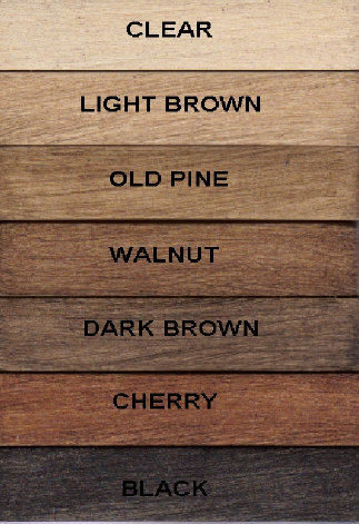 Lustra Wax Color Chart ~ Clear, Light Brown , Old Pine, Walnut, Dark Brown, Cherry, Black
